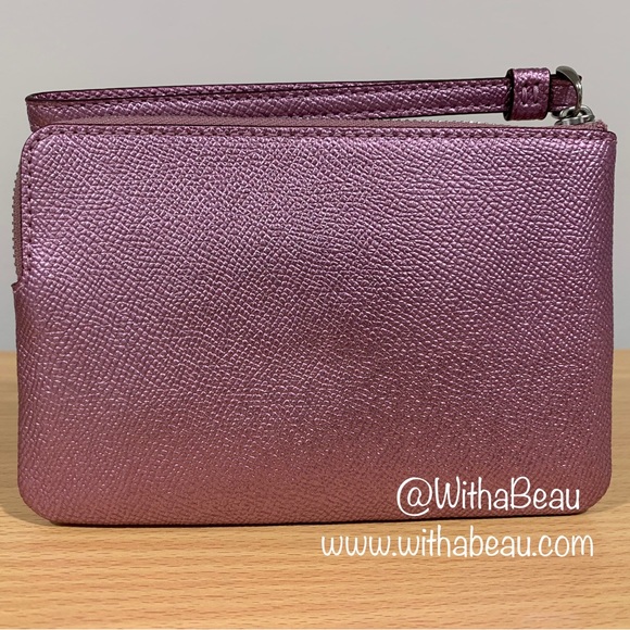 Coach Corner Zip Wristlet - Silver/Metallic Lilac/Pink (Limited Edition) - Picture 2 of 3